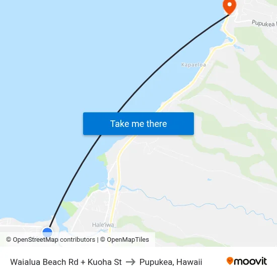 Waialua Beach Rd + Kuoha St to Pupukea, Hawaii map