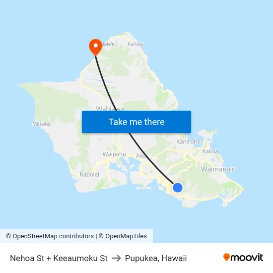 Nehoa St + Keeaumoku St to Pupukea, Hawaii map