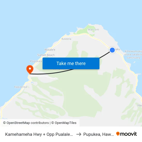 Kamehameha Hwy + Opp Pualalea St to Pupukea, Hawaii map