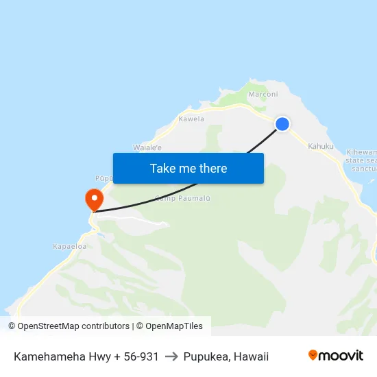 Kamehameha Hwy + 56-931 to Pupukea, Hawaii map