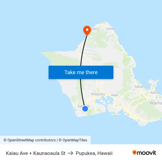 Kaiau Ave + Kaunaoaula St to Pupukea, Hawaii map