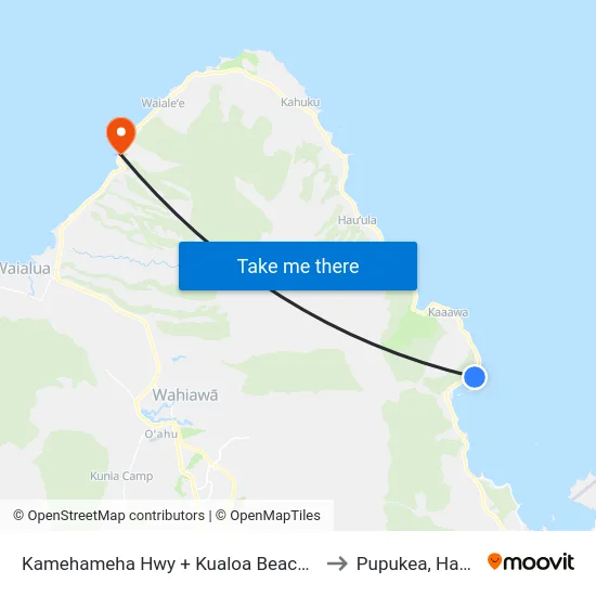 Kamehameha Hwy + Kualoa Beach Park to Pupukea, Hawaii map