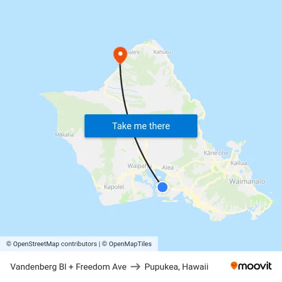 Vandenberg Bl + Freedom Ave to Pupukea, Hawaii map