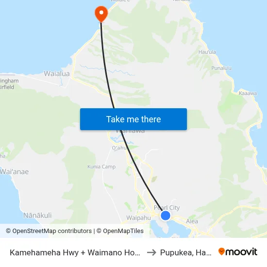 Kamehameha Hwy + Waimano Home Rd to Pupukea, Hawaii map