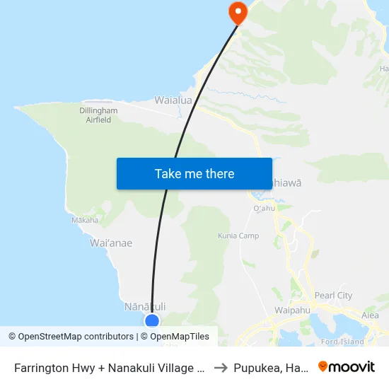 Farrington Hwy + Nanakuli Village Center to Pupukea, Hawaii map