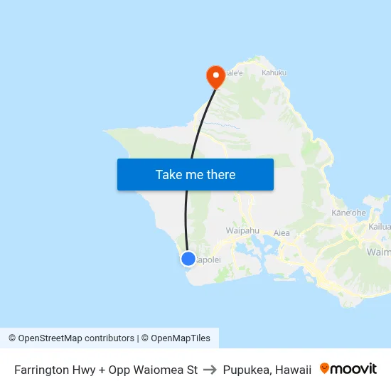Farrington Hwy + Opp Waiomea St to Pupukea, Hawaii map