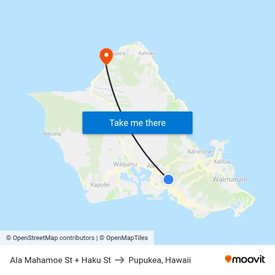 Ala Mahamoe St + Haku St to Pupukea, Hawaii map
