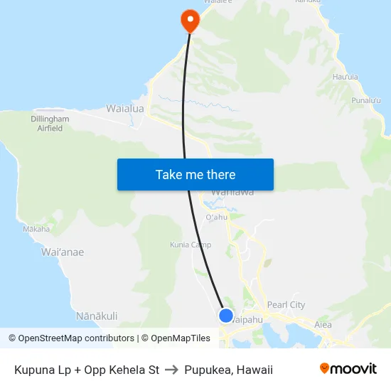 Kupuna Lp + Opp Kehela St to Pupukea, Hawaii map