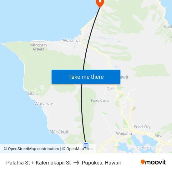 Palahia St + Kalemakapii St to Pupukea, Hawaii map