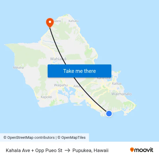 Kahala Ave + Opp Pueo St to Pupukea, Hawaii map