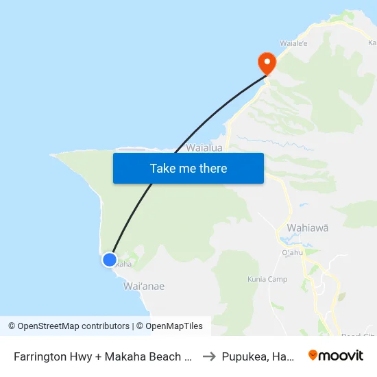 Farrington Hwy + Makaha Beach Park to Pupukea, Hawaii map