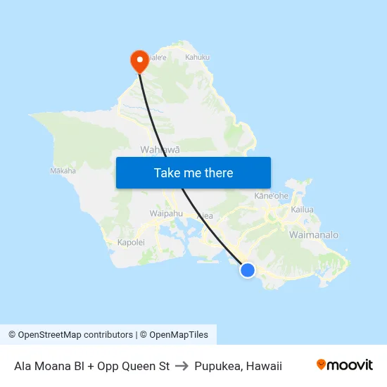 Ala Moana Bl + Opp Queen St to Pupukea, Hawaii map