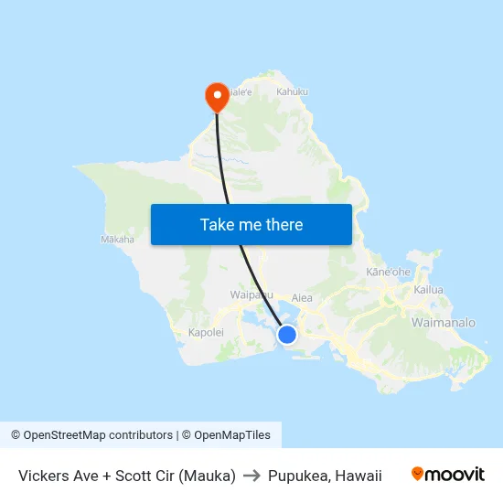 Vickers Ave + Scott Cir (Mauka) to Pupukea, Hawaii map