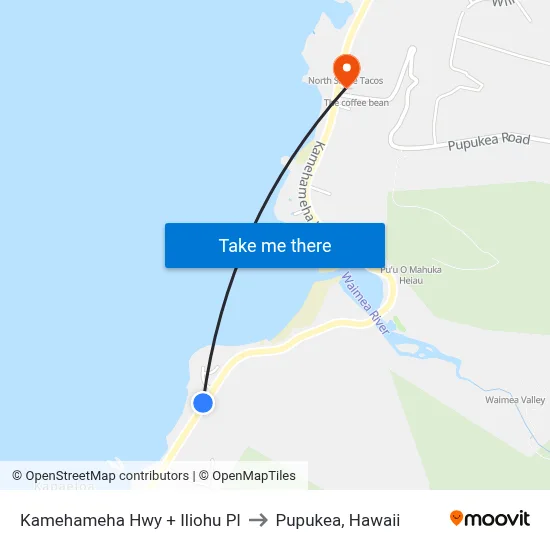 Kamehameha Hwy + Iliohu Pl to Pupukea, Hawaii map