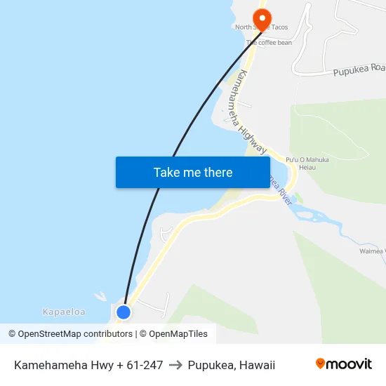 Kamehameha Hwy + 61-247 to Pupukea, Hawaii map