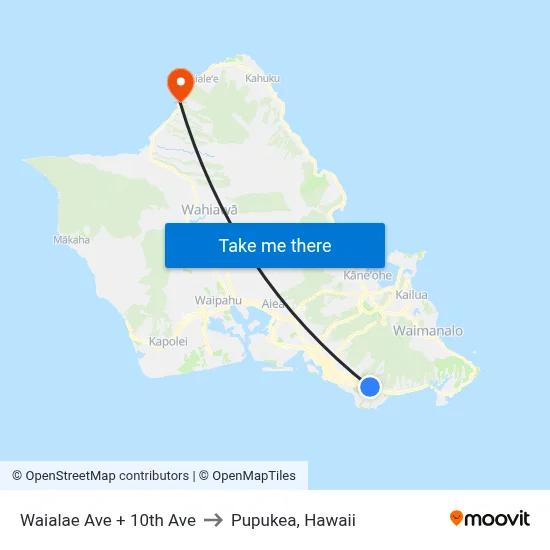 Waialae Ave + 10th Ave to Pupukea, Hawaii map