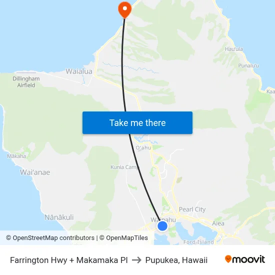 Farrington Hwy + Makamaka Pl to Pupukea, Hawaii map