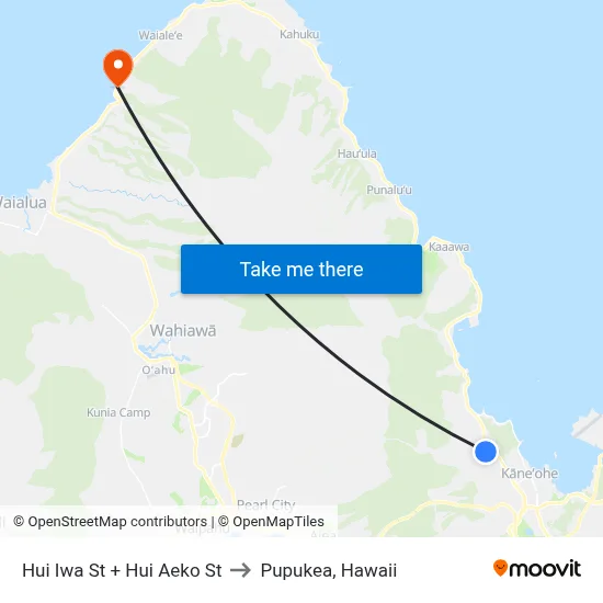 Hui Iwa St + Hui Aeko St to Pupukea, Hawaii map