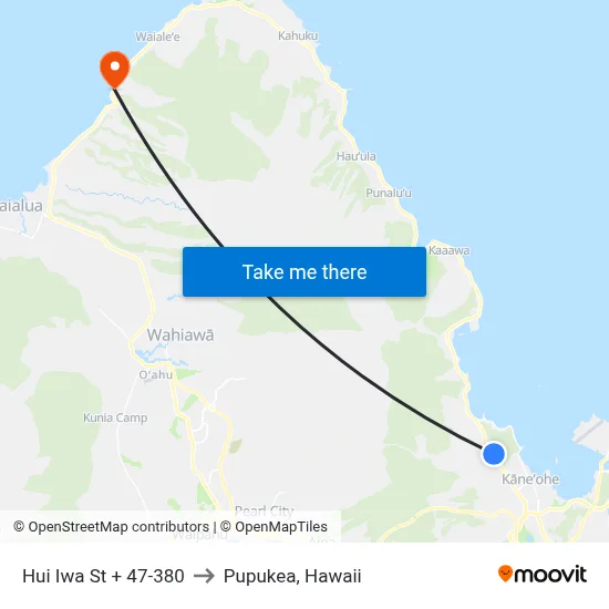 Hui Iwa St + 47-380 to Pupukea, Hawaii map