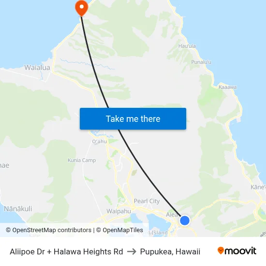 Aliipoe Dr + Halawa Heights Rd to Pupukea, Hawaii map