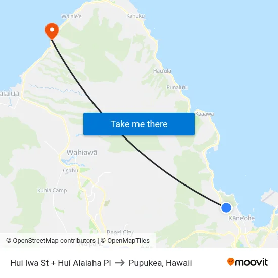 Hui Iwa St + Hui Alaiaha Pl to Pupukea, Hawaii map