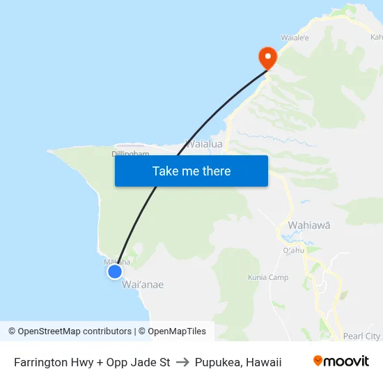 Farrington Hwy + Opp Jade St to Pupukea, Hawaii map