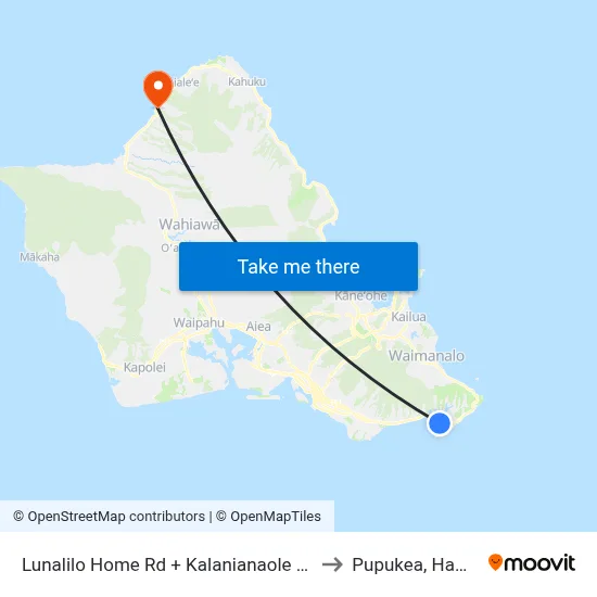 Lunalilo Home Rd + Kalanianaole Hwy to Pupukea, Hawaii map