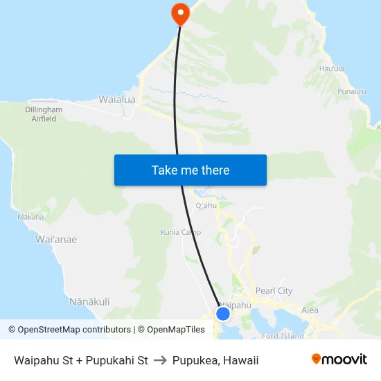 Waipahu St + Pupukahi St to Pupukea, Hawaii map