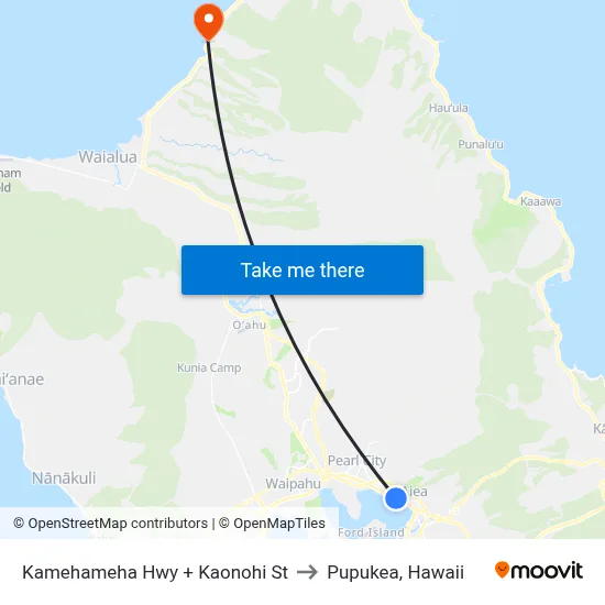 Kamehameha Hwy + Kaonohi St to Pupukea, Hawaii map