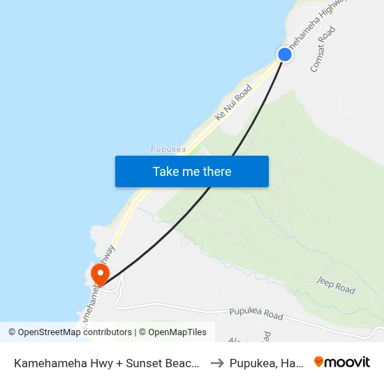 Kamehameha Hwy + Sunset Beach Park to Pupukea, Hawaii map