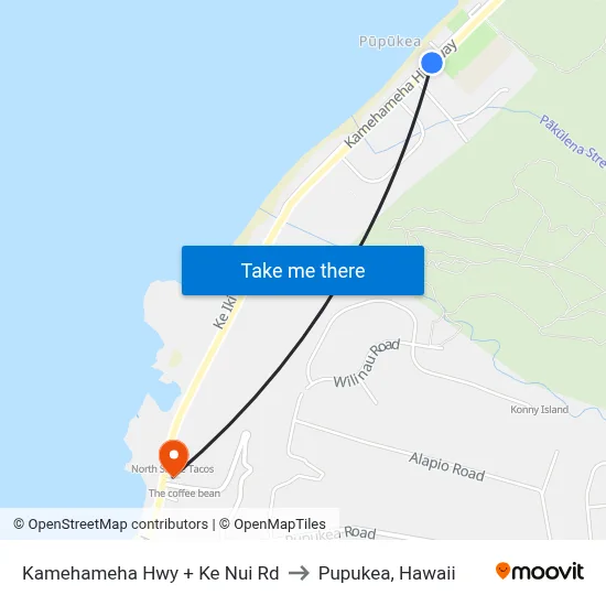 Kamehameha Hwy + Ke Nui Rd to Pupukea, Hawaii map