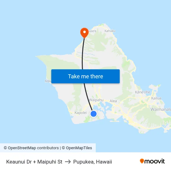 Keaunui Dr + Maipuhi St to Pupukea, Hawaii map