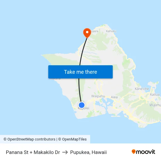 Panana St + Makakilo Dr to Pupukea, Hawaii map