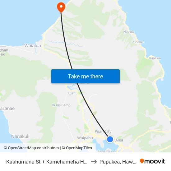 Kaahumanu St + Kamehameha Hwy to Pupukea, Hawaii map