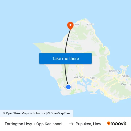 Farrington Hwy + Opp Kealanani Dr to Pupukea, Hawaii map
