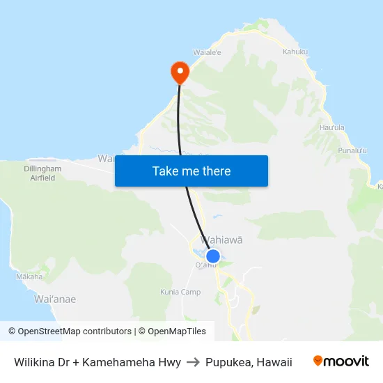 Wilikina Dr + Kamehameha Hwy to Pupukea, Hawaii map