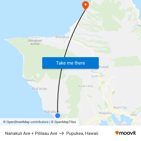 Nanakuli Ave + Pililaau Ave to Pupukea, Hawaii map