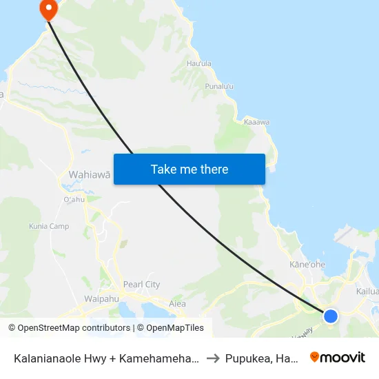 Kalanianaole Hwy + Kamehameha Hwy to Pupukea, Hawaii map