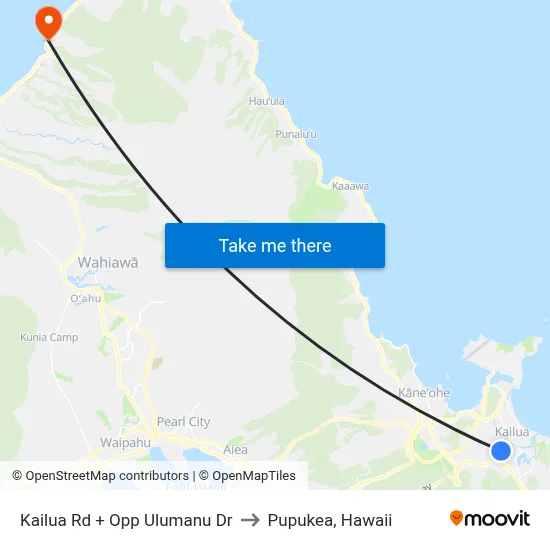 Kailua Rd + Opp Ulumanu Dr to Pupukea, Hawaii map