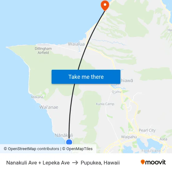 Nanakuli Ave + Lepeka Ave to Pupukea, Hawaii map