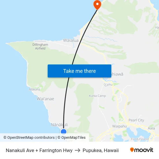 Nanakuli Ave + Farrington Hwy to Pupukea, Hawaii map