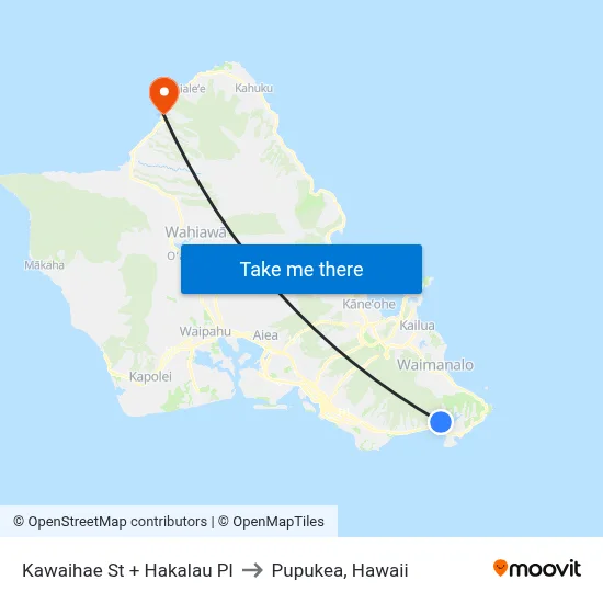 Kawaihae St + Hakalau Pl to Pupukea, Hawaii map