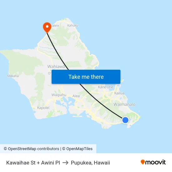 Kawaihae St + Awini Pl to Pupukea, Hawaii map