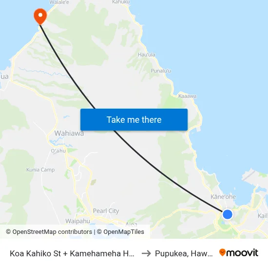 Koa Kahiko St + Kamehameha Hwy to Pupukea, Hawaii map