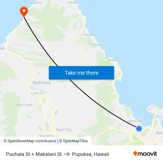 Puohala St + Makalani St to Pupukea, Hawaii map