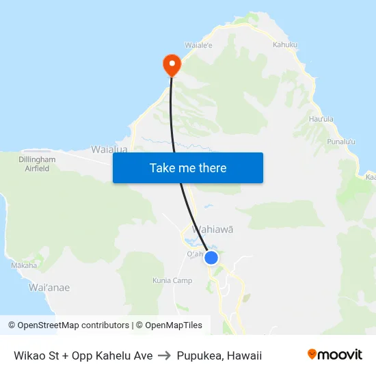 Wikao St + Opp Kahelu Ave to Pupukea, Hawaii map