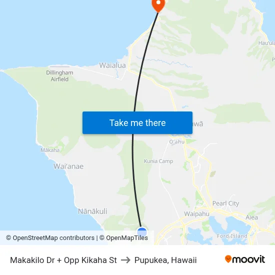 Makakilo Dr + Opp Kikaha St to Pupukea, Hawaii map