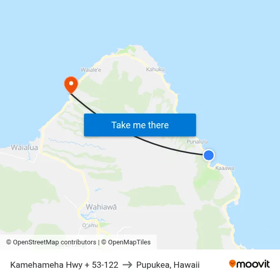 Kamehameha Hwy + 53-122 to Pupukea, Hawaii map