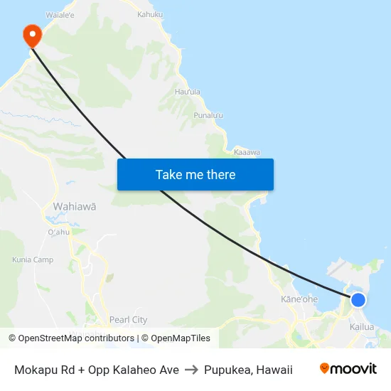 Mokapu Rd + Opp Kalaheo Ave to Pupukea, Hawaii map