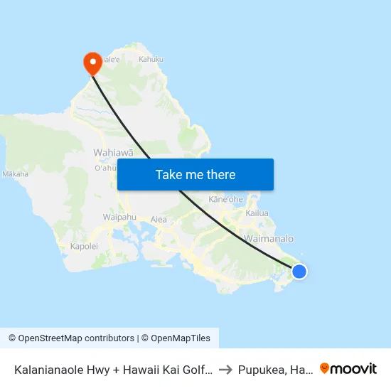 Kalanianaole Hwy + Hawaii Kai Golf Course to Pupukea, Hawaii map